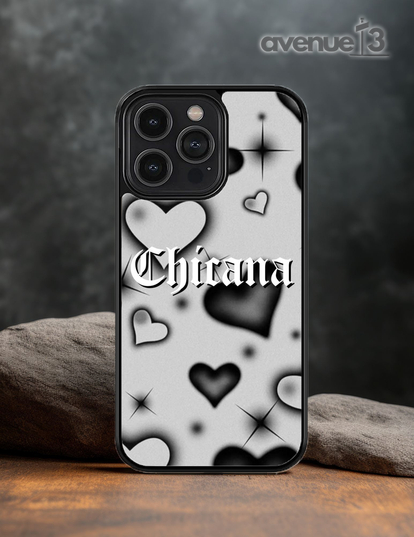 Chicana Black and White Hearts