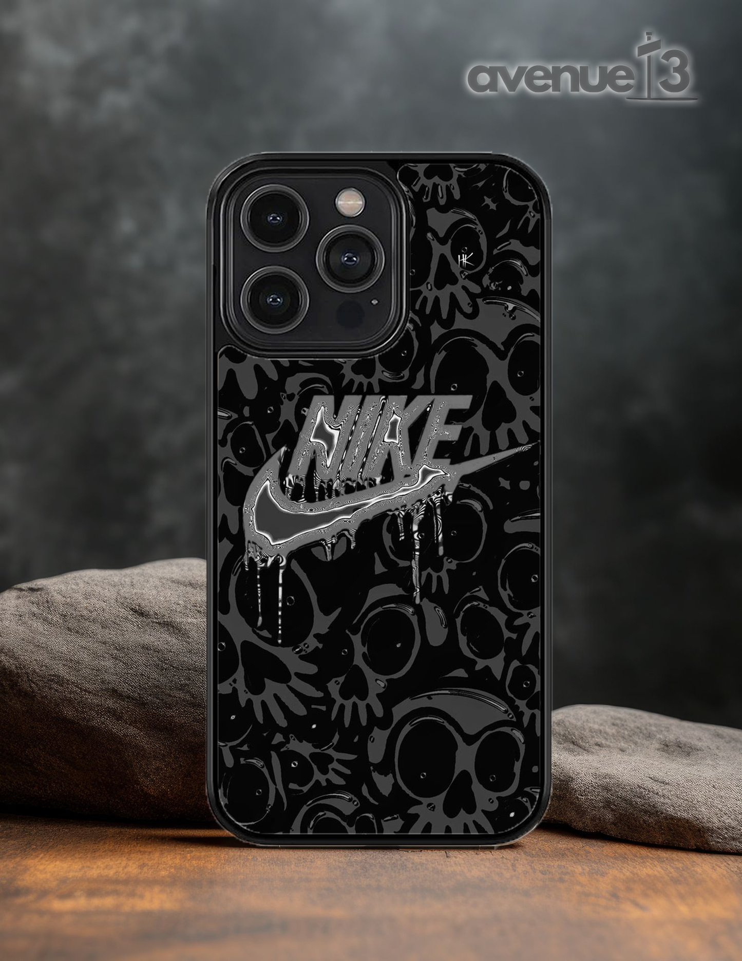 Skulls Black and Grey Check